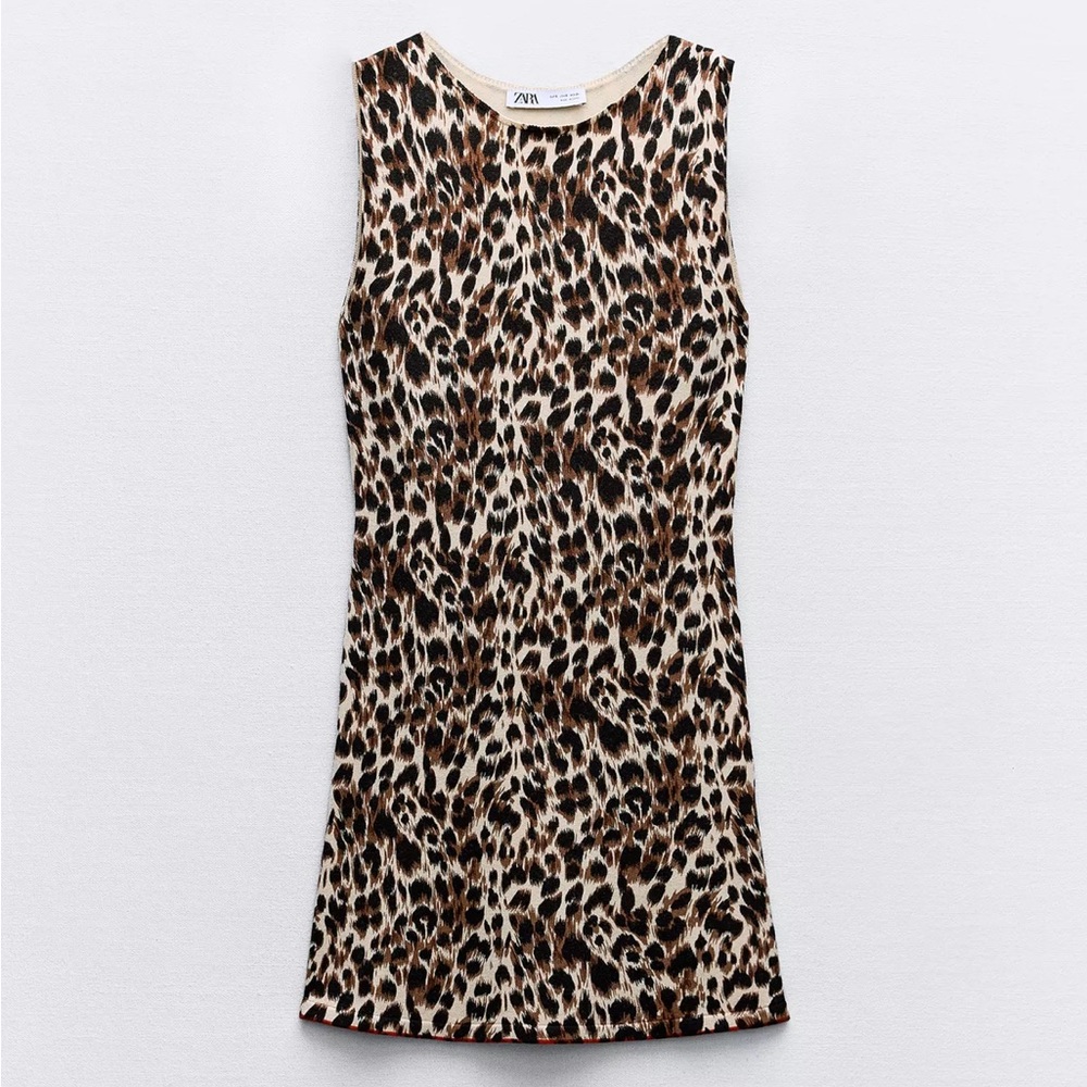 Zara NWT knit leopard print mini dress